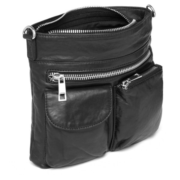 Raw and nice crossbody bag in soft leather   15350 - Black (Nero) Rabatt – Bild 3