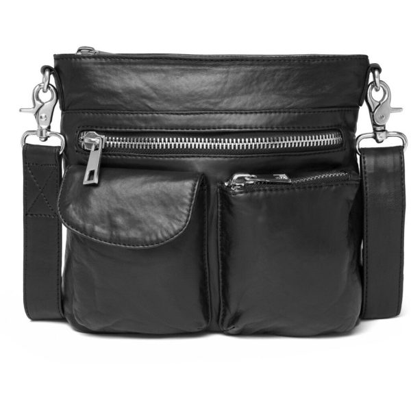 Raw and nice crossbody bag in soft leather   15350 - Black (Nero) Rabatt